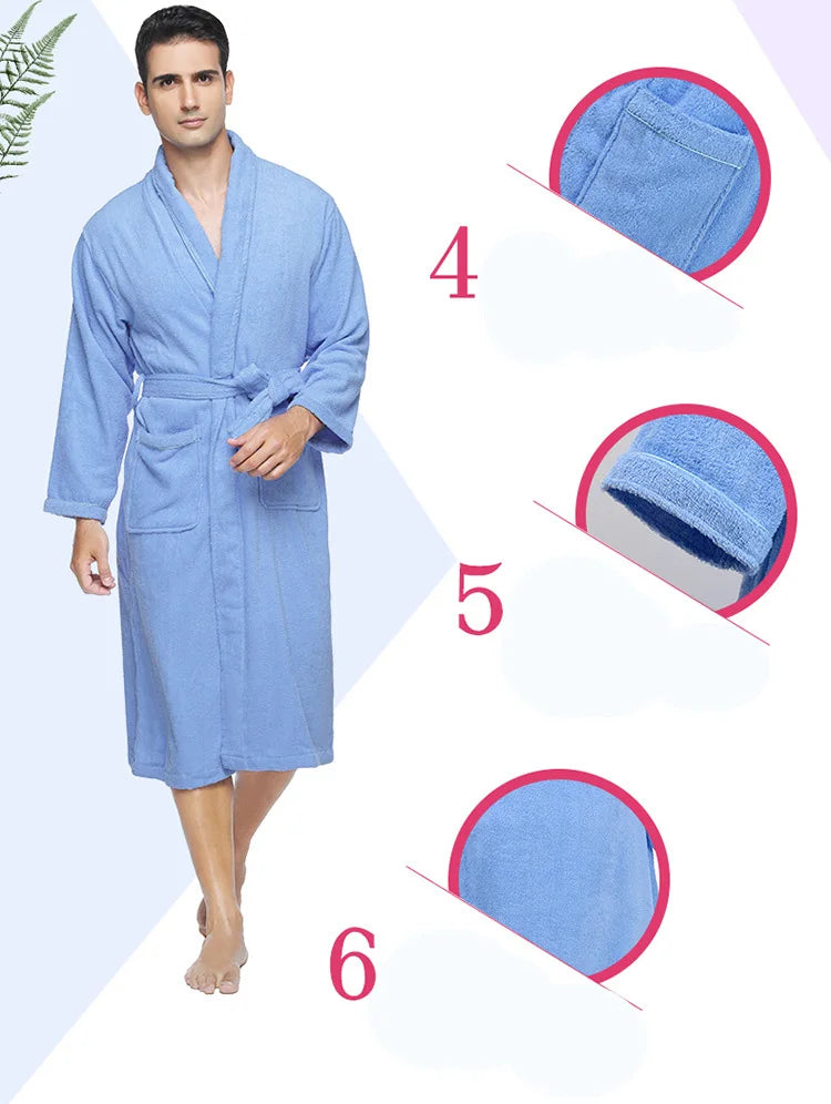 100% Cotton Terry Bathrobe – Soft Unisex Hooded Robe & Loungewear