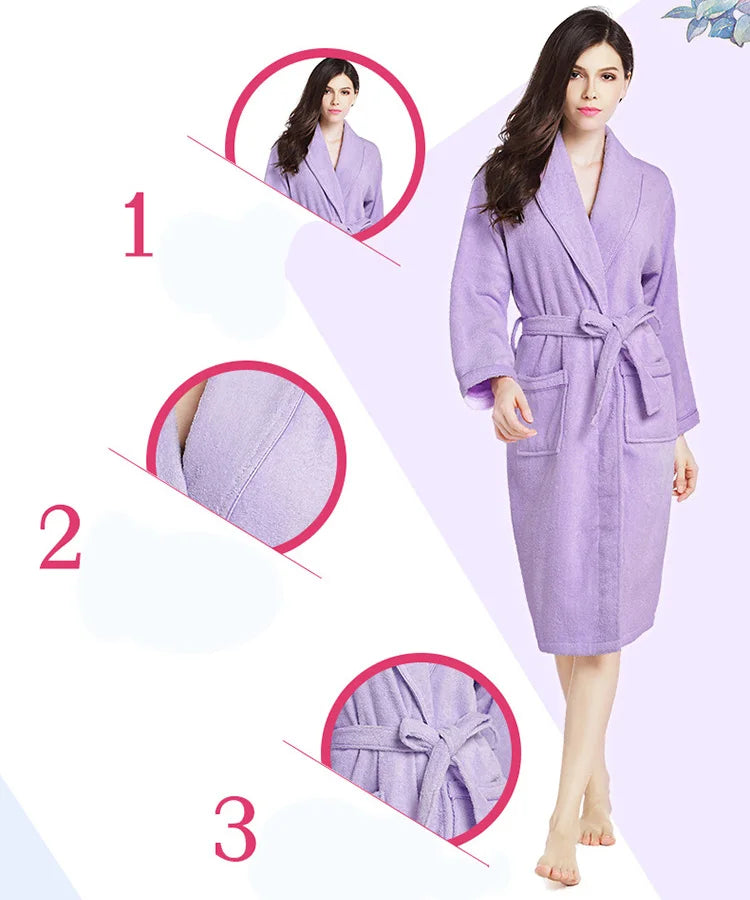100% Cotton Terry Bathrobe – Soft Unisex Hooded Robe & Loungewear
