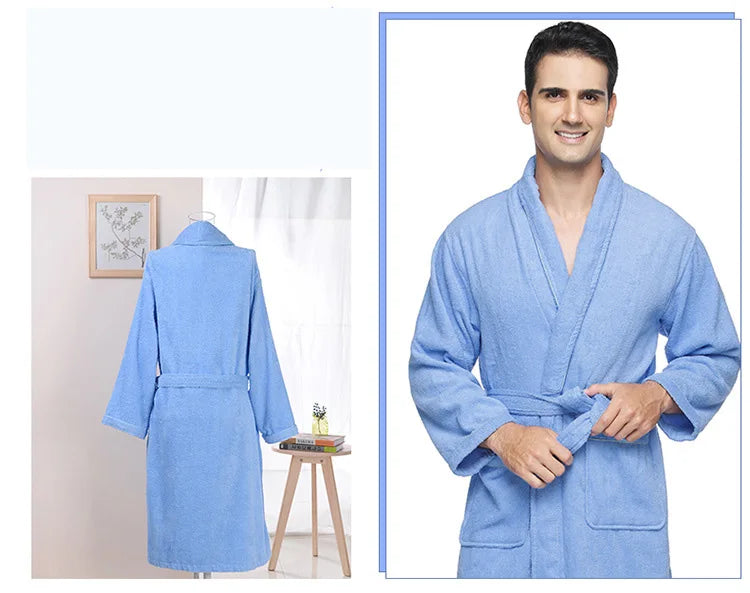 100% Cotton Terry Bathrobe – Soft Unisex Hooded Robe & Loungewear