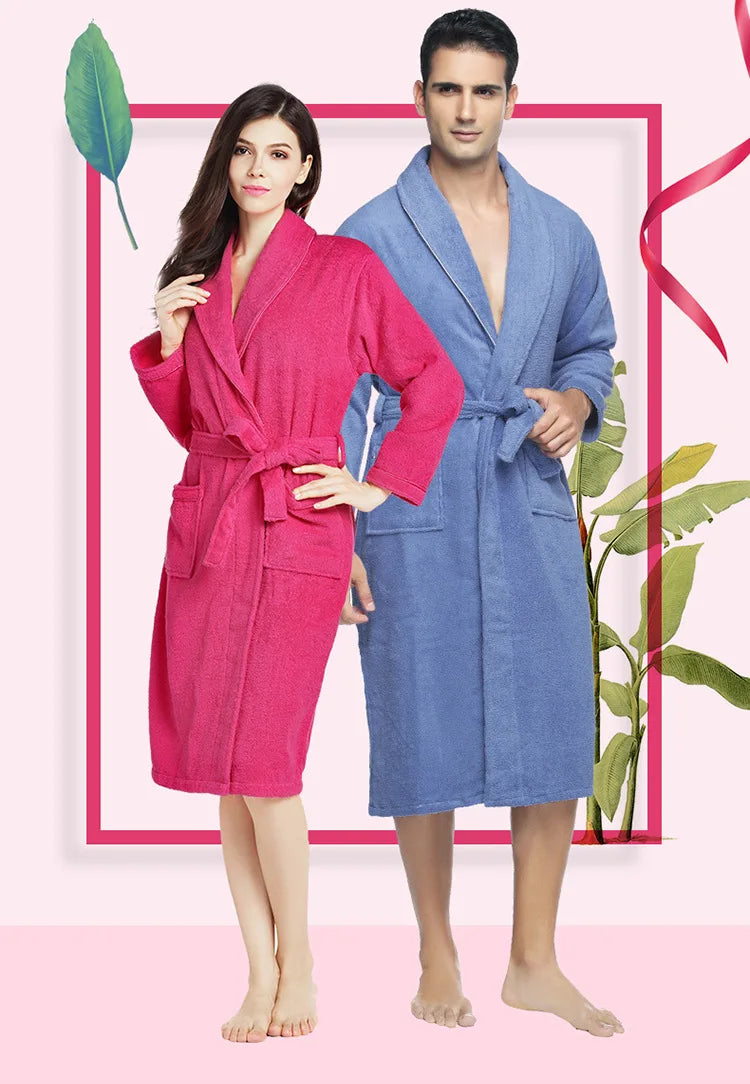 100% Cotton Terry Bathrobe – Soft Unisex Hooded Robe & Loungewear