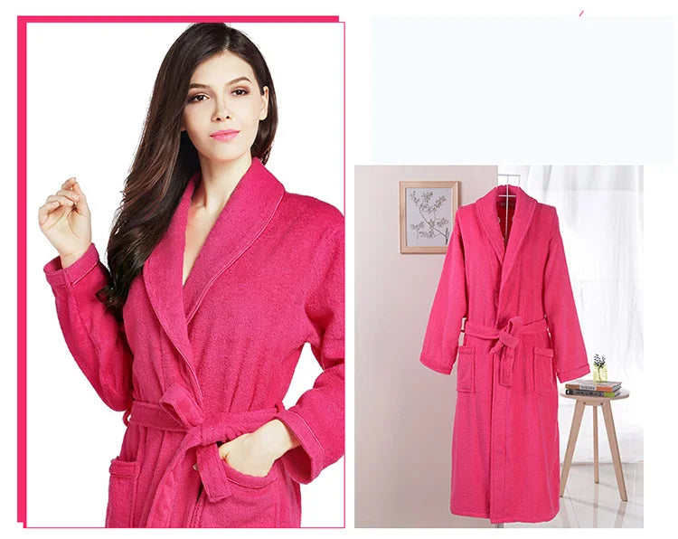 100% Cotton Terry Bathrobe – Soft Unisex Hooded Robe & Loungewear