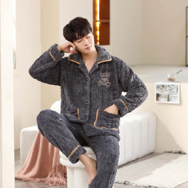 Men’s Flannel Pajama Set – Warm Winter Sleepwear & Nightwear