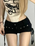 Women’s Lace-Up Skinny Shorts – Retro Streetwear Casual Fashion Shorts