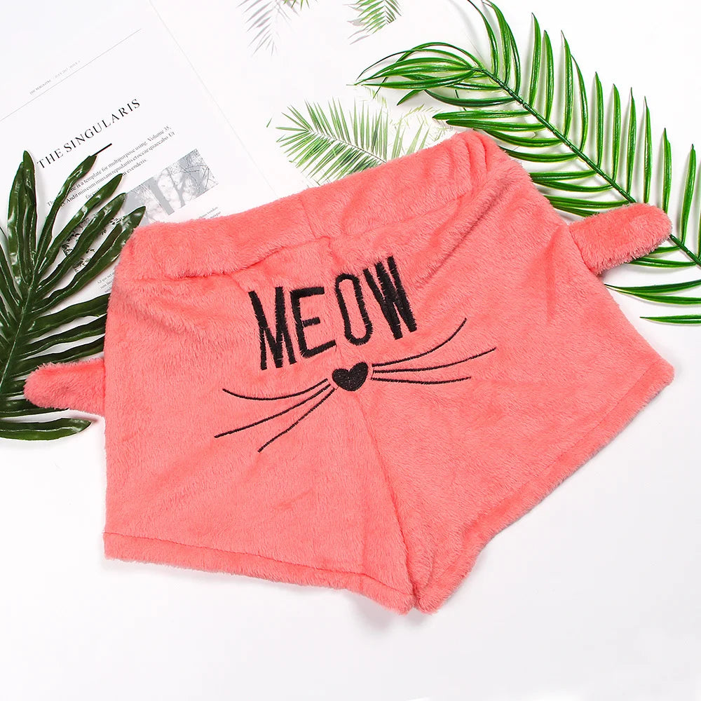 Women’s Cat Cartoon Warm Pajama Set – Cozy Sleepwear & Homewear